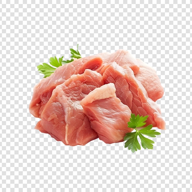 Raw meat slice with pepper on a white background