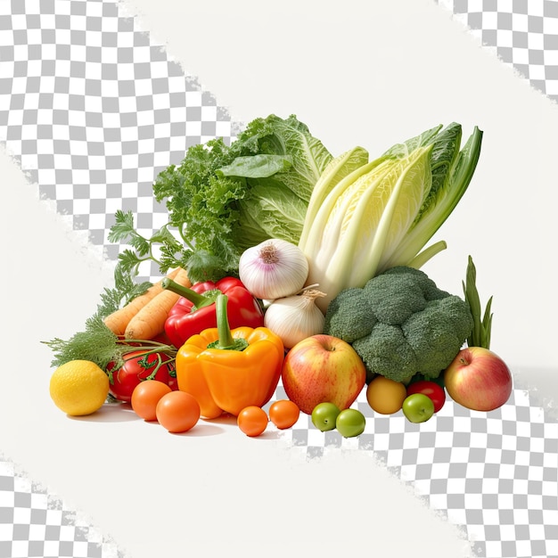 Raw veggies on a transparent background