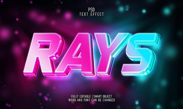 Rays and light 3D psd text effect template