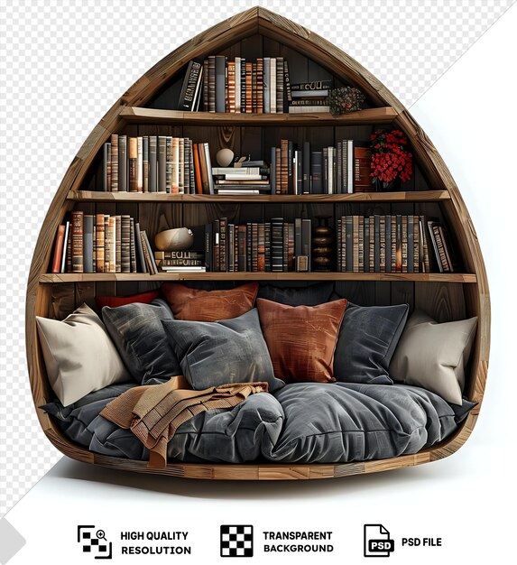 reading corner with bookshelf in the middle