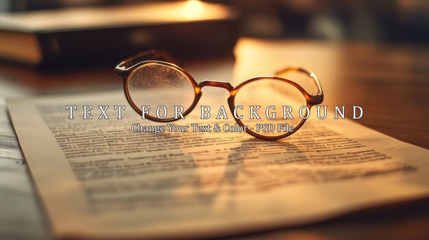 PSD reading glasses on book