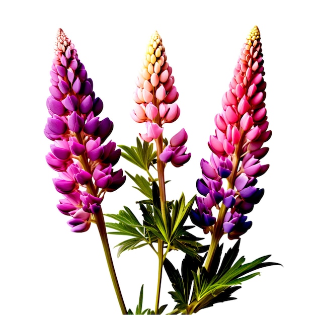 Real beautiful lupinus Flower On White Background generated by ai