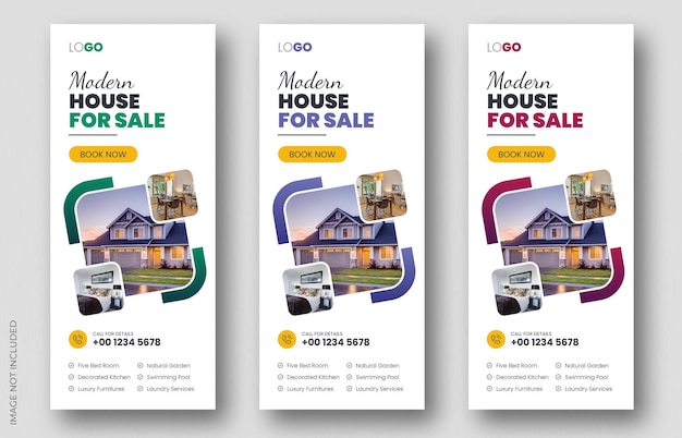 PSD real estate agency roll up banner design or pull up banner template