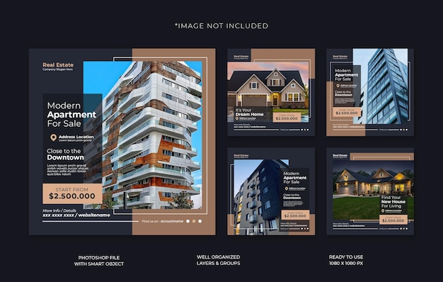 Real estate apartment and house for sale instagram post template