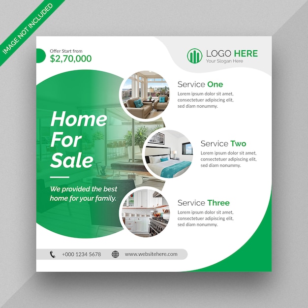 Real estate business social media post and square flyer template design