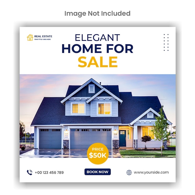 Real estate elegant house sale social media or instagram post design