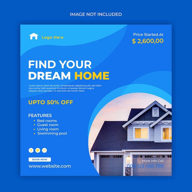 Real estate facebook cover social media Instagram post and web banner template