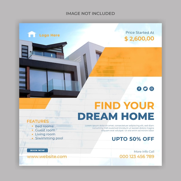 Real estate facebook cover social media Instagram post and web banner template