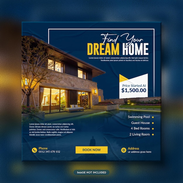 Real estate home sale banner or social media post template