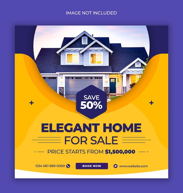 Real estate home sale Instagram post web banner or social media banner template