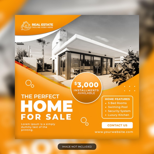 Real estate home for sale instagram social media post design
template