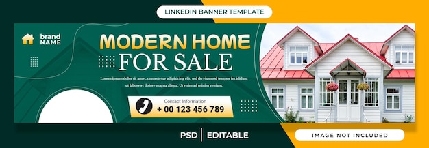 Real estate home sale linkedin banner template