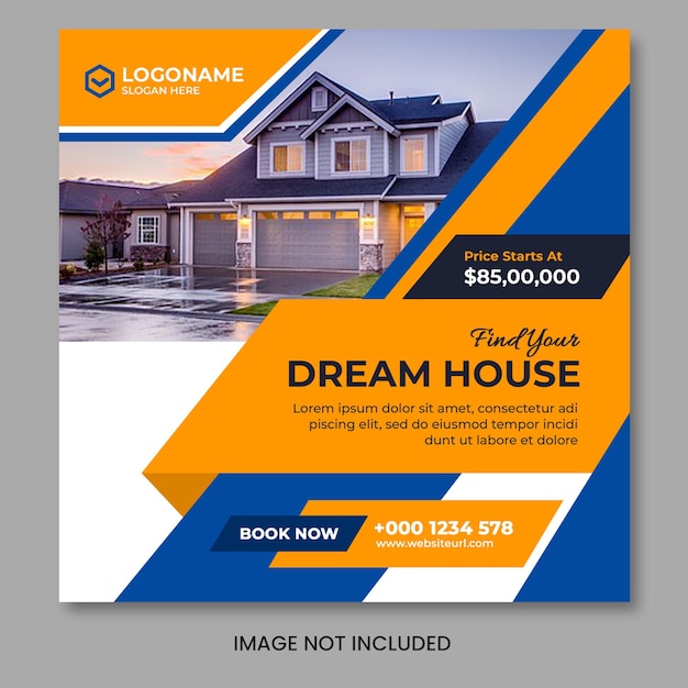 Real estate home for sale social media banner and instagram post design