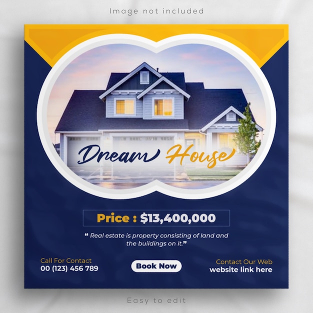 Real estate home sale social media Banner and Instagram post template