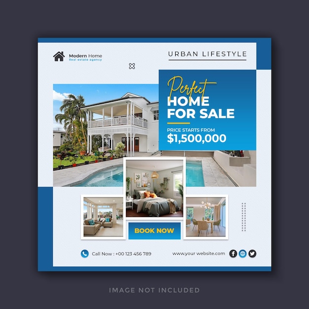 Real estate home sale social media post and instagram web banner template