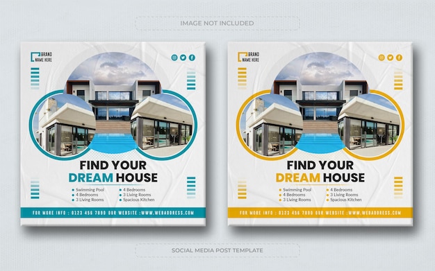 Real estate home sale social media post and web banner template