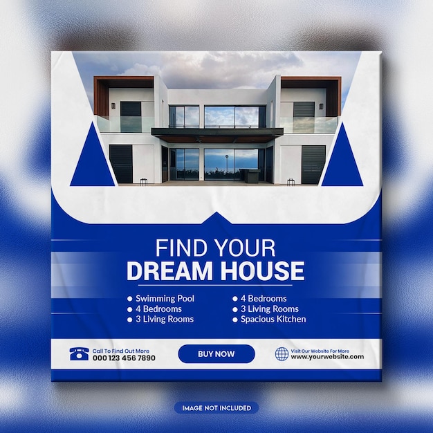 Real estate home sale social media post and web banner template