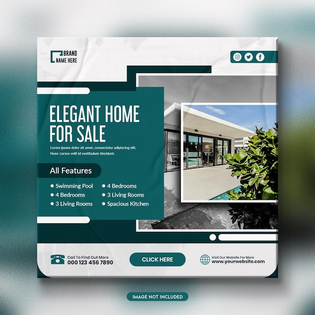 Real estate home sale social media post and web banner template