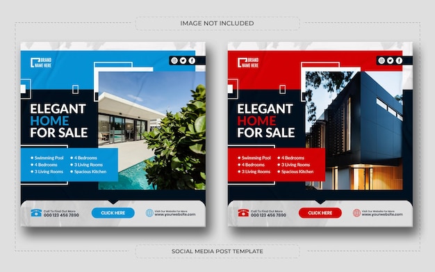 Real estate home sale social media post and web banner template