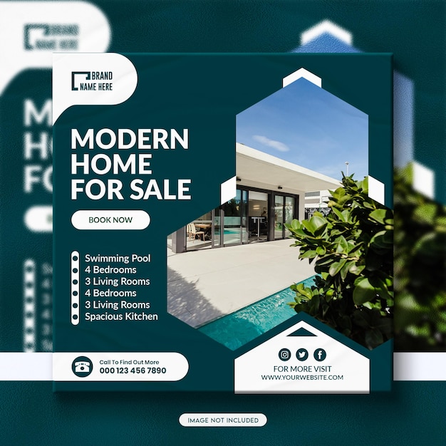 Real estate home sale social media post and web banner template