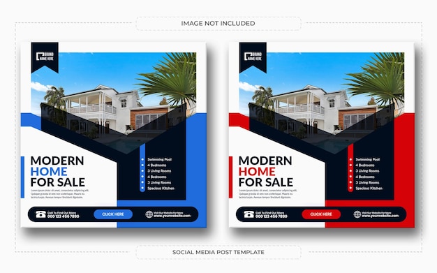 Real estate home sale social media post and web banner template