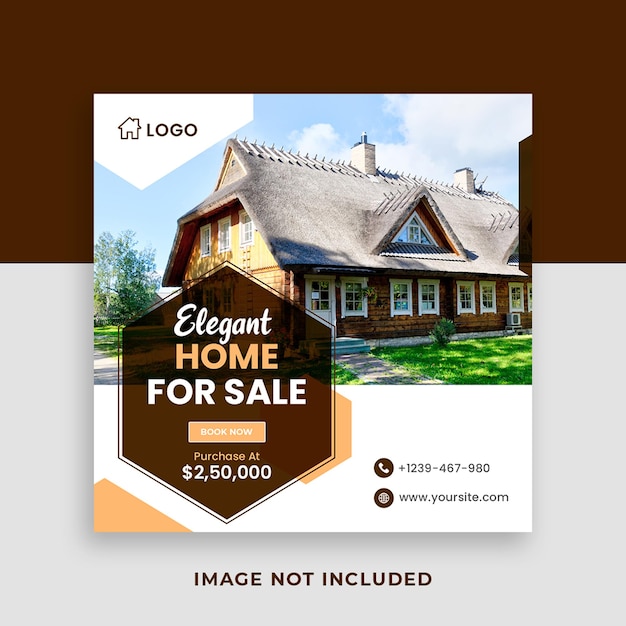 real estate home sale square social media banner template