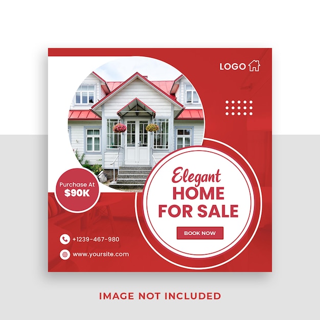 real estate home sale square social media banner template