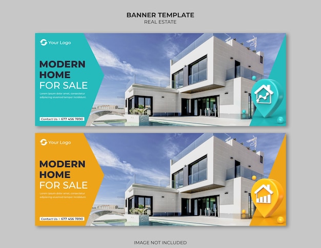 Real estate house facebook banner or website banner template