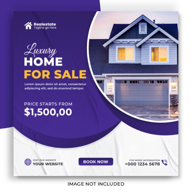 Real estate house instagram post or social media banner template