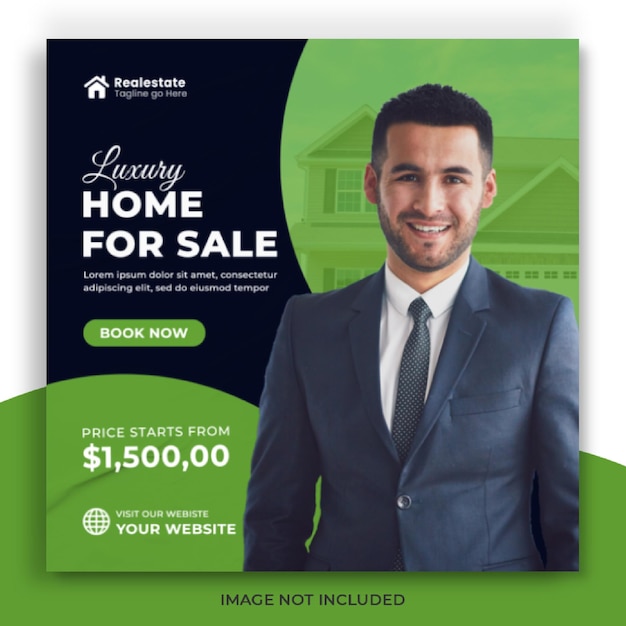 Real estate house instagram post or social media banner template