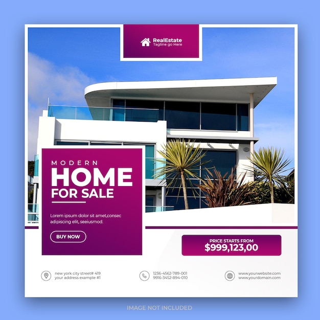 Real estate house Instagram post or social media  banner template