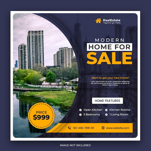 Real estate house Instagram post or social media  banner template