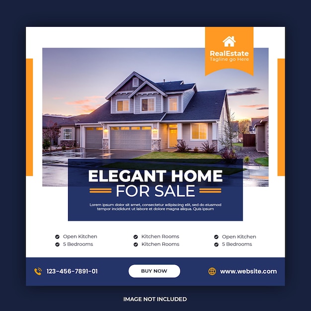 Real estate house Instagram post or social media  banner template