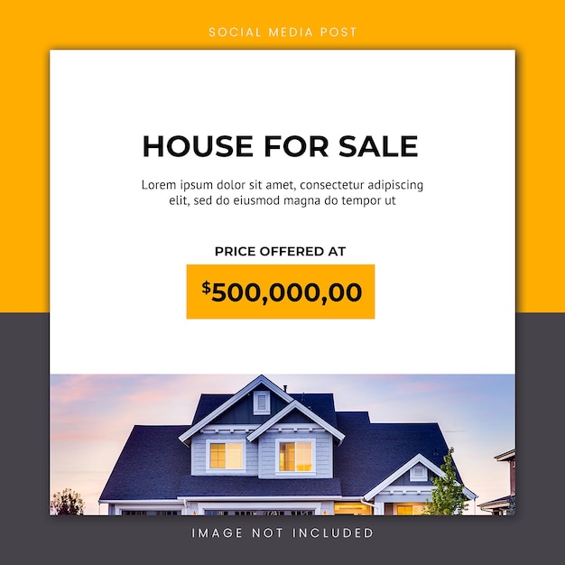 Real estate house Instagram post or social media banner template