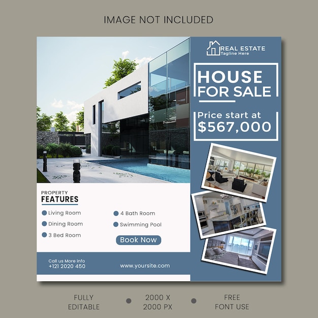 Real Estate House Instagram Post Template PSD Premium