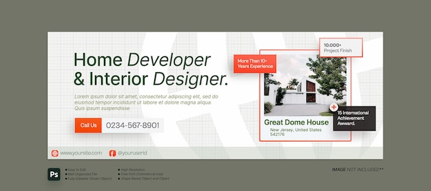 Real Estate house property Facebook cover banner ads template