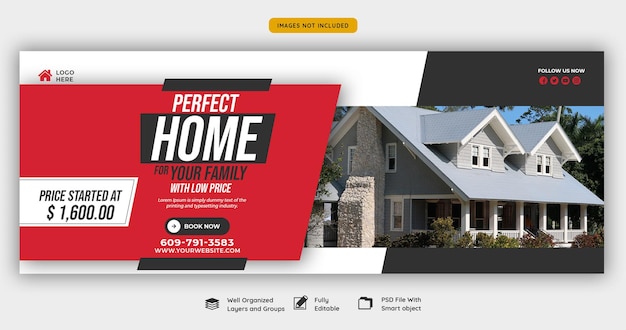 Real estate house property Facebook cover banner template