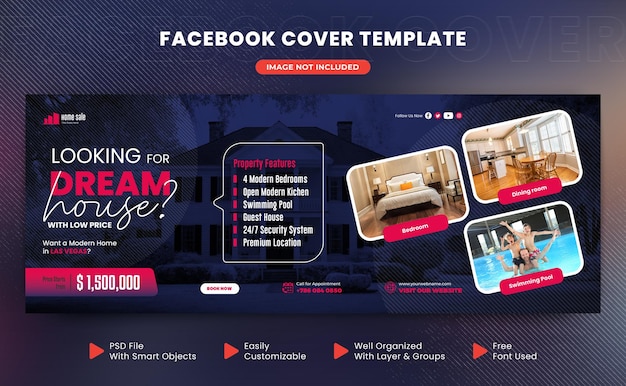 Real estate house and property facebook cover or web banner design template