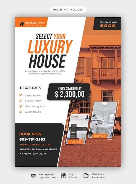 Real estate house property flyer poster template