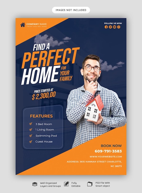 Real estate house property flyer poster template