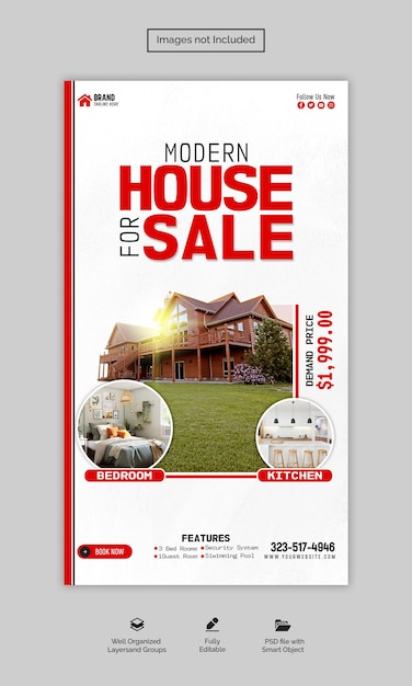 PSD real estate house property instagram and facebook story template