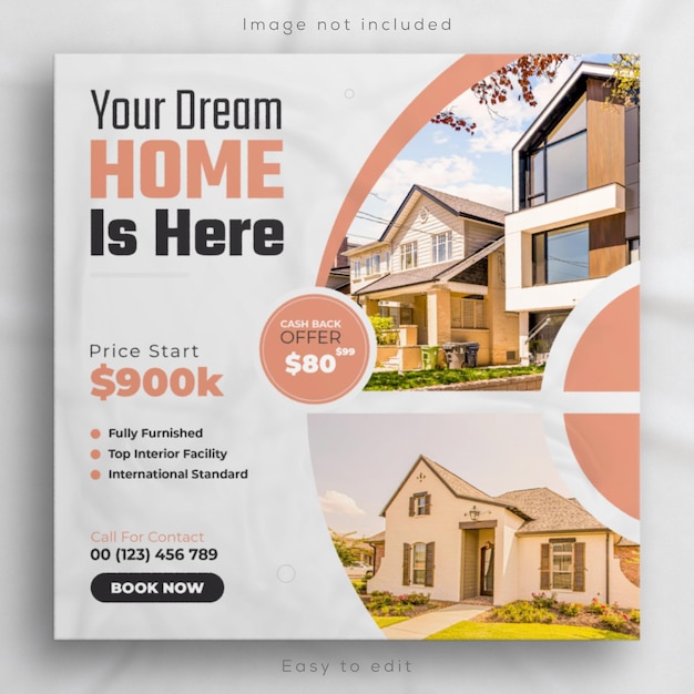 Real estate house property Instagram post and  social media Banner Design