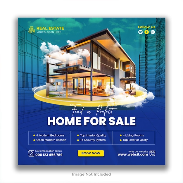 Real estate house property Instagram post or social media banner template