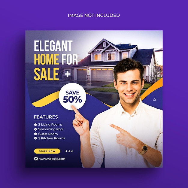 Real estate house property Instagram post or social media banner template