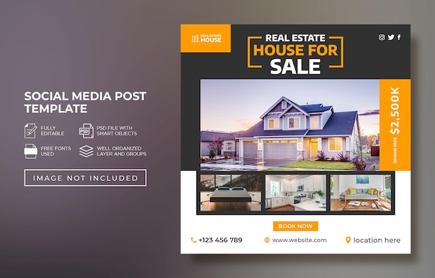 Real estate house property Instagram post or social media post advertising template Premium Psd