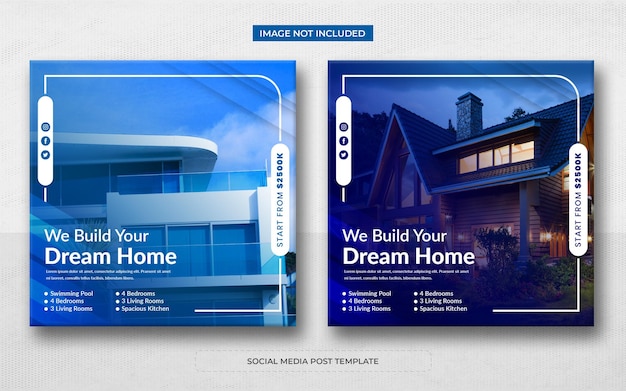 Real estate house property instagram post or social media post template design