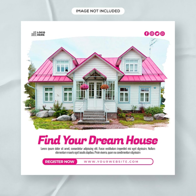 Real estate house property instagram post or social media post web banner template design