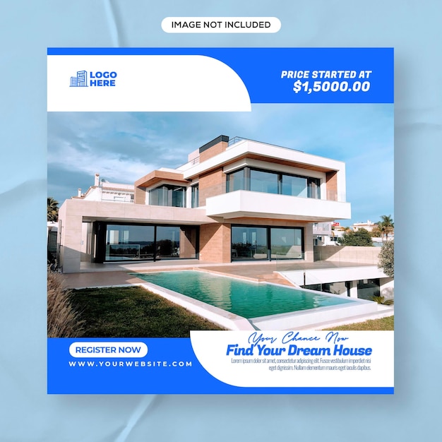 Real estate house property instagram post or social media post web banner template design