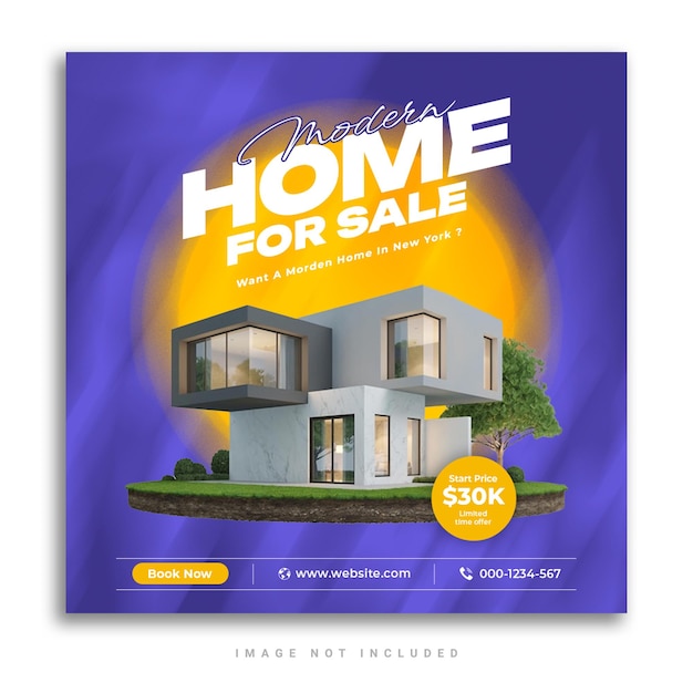 PSD real estate house property instagram post or social media web banner template