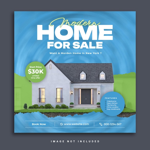 Real estate house property Instagram post or social media web banner template